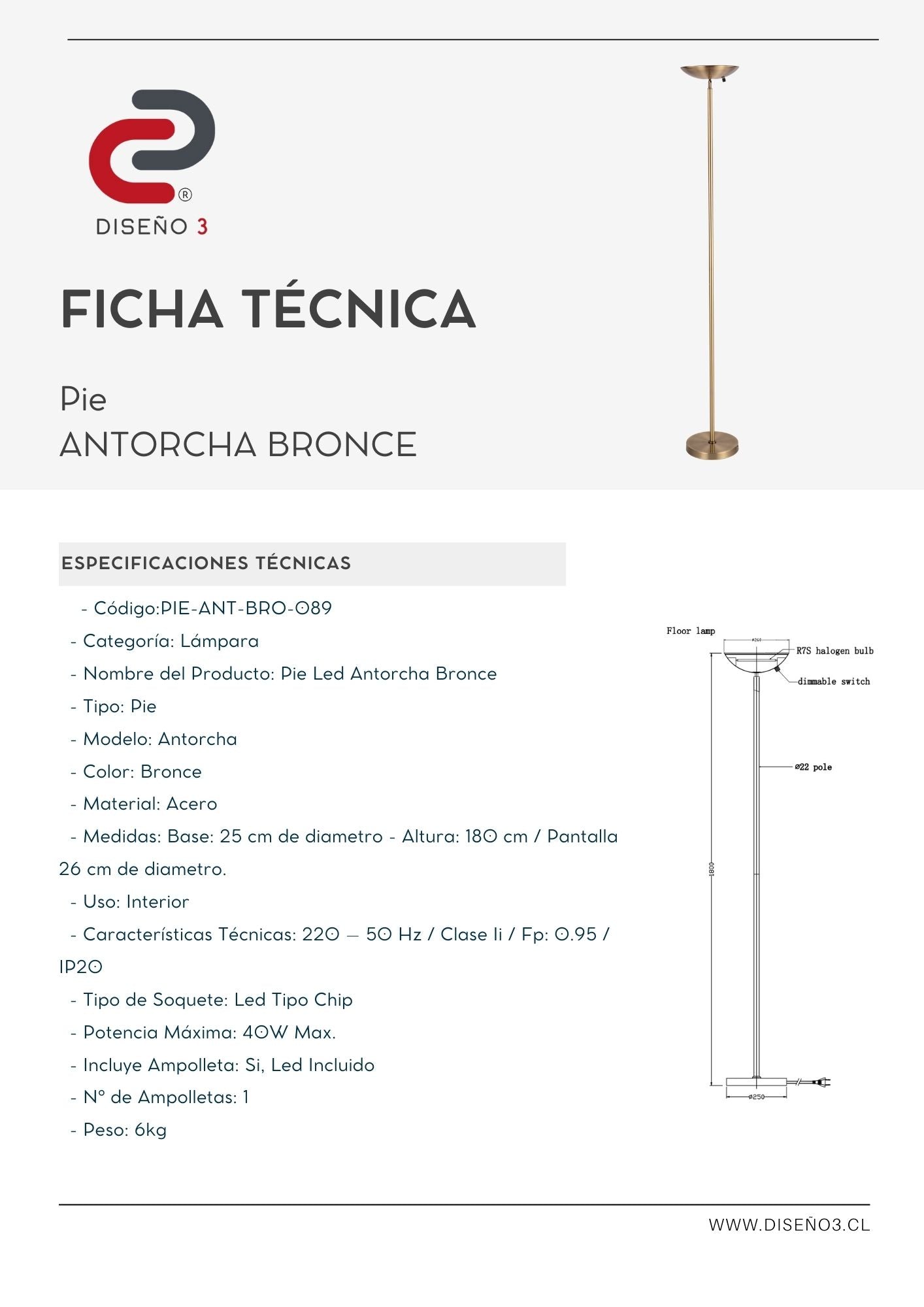 PIE LED ANTORCHA