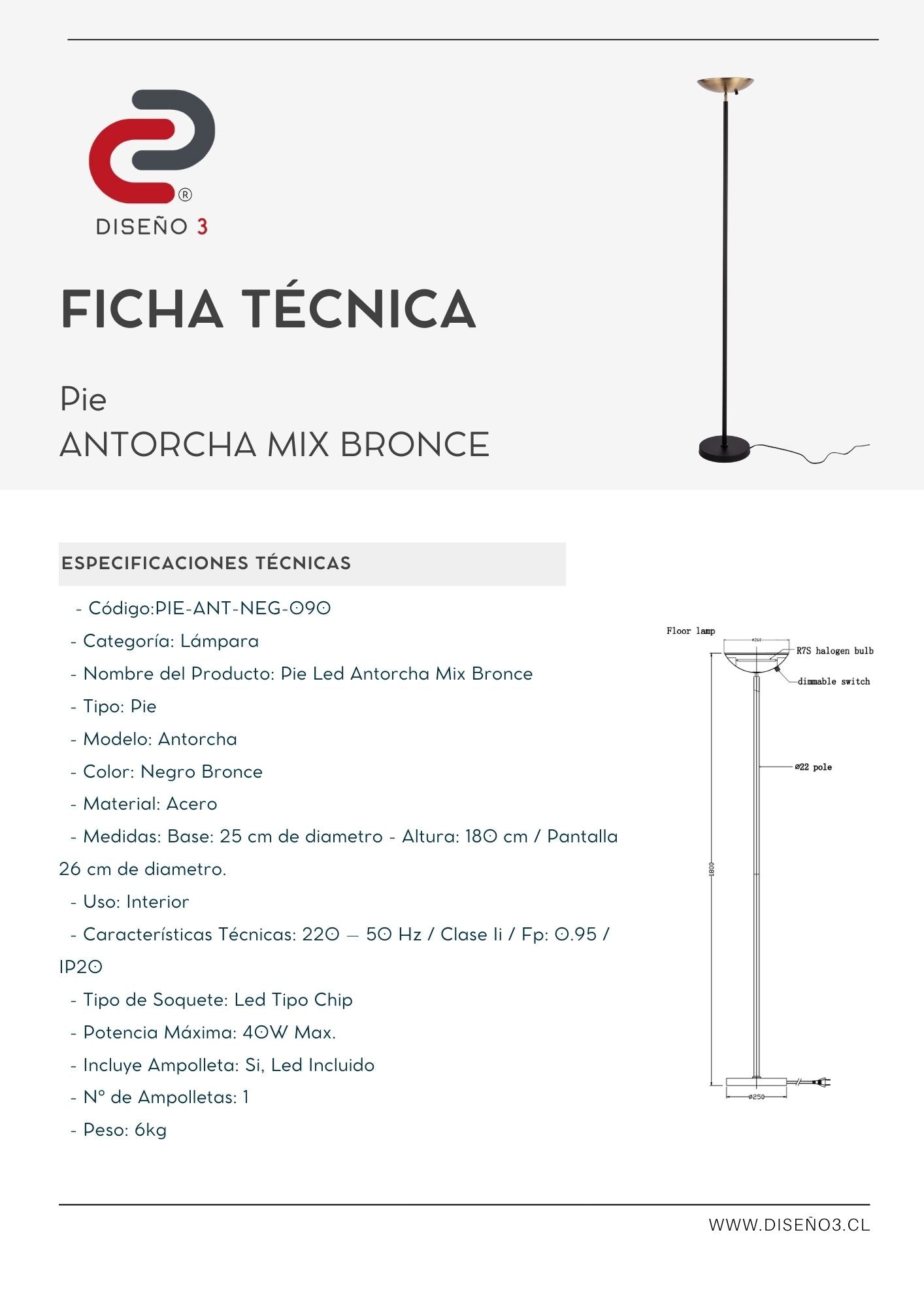PIE LED ANTORCHA