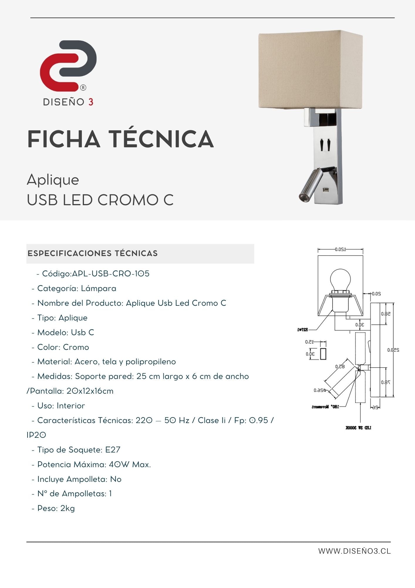 APLIQUE USB LED C