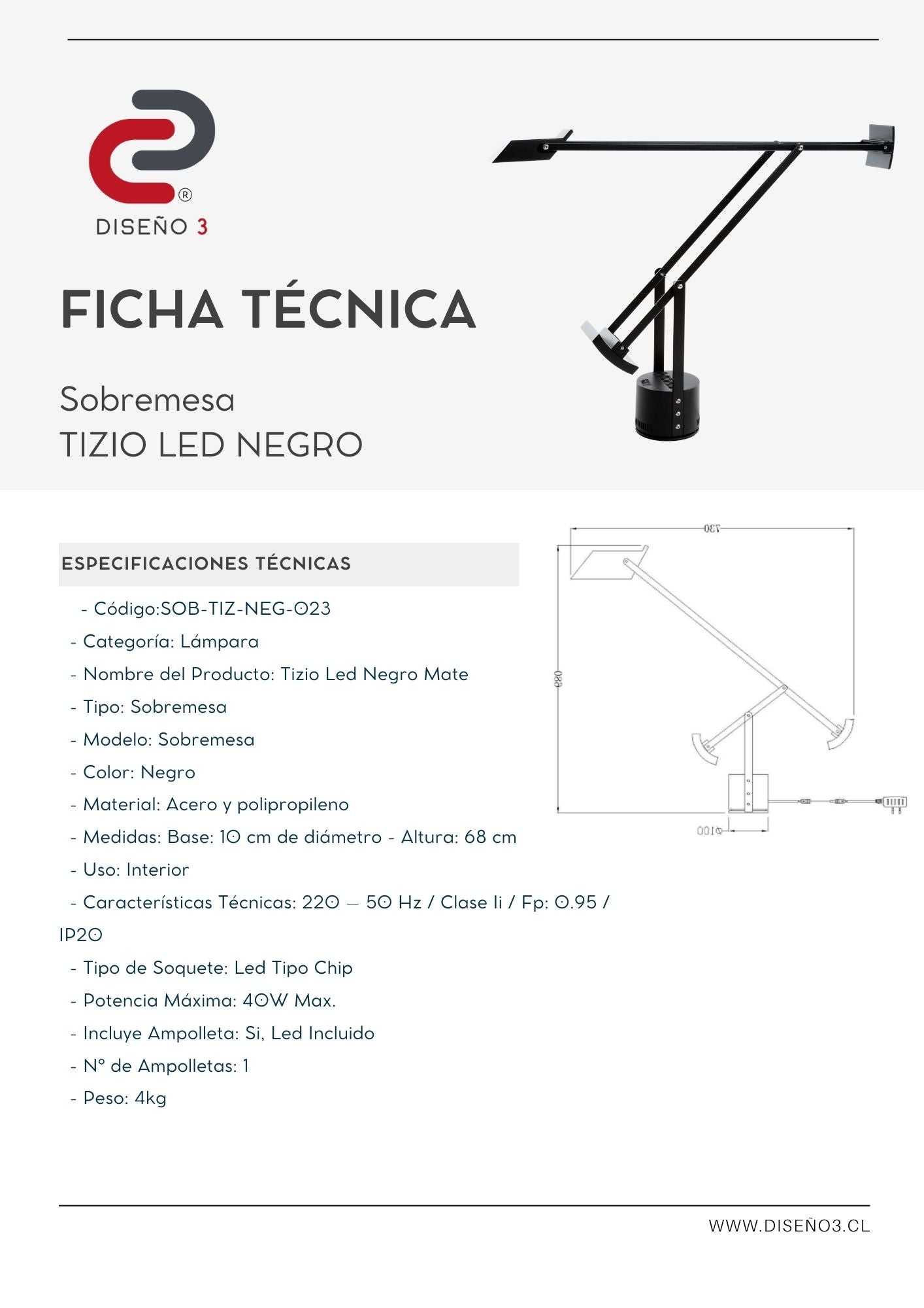 TIZIO LED NEGRO MATE