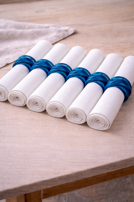 SET 6 ANILLOS SERVILLETAS AZUL