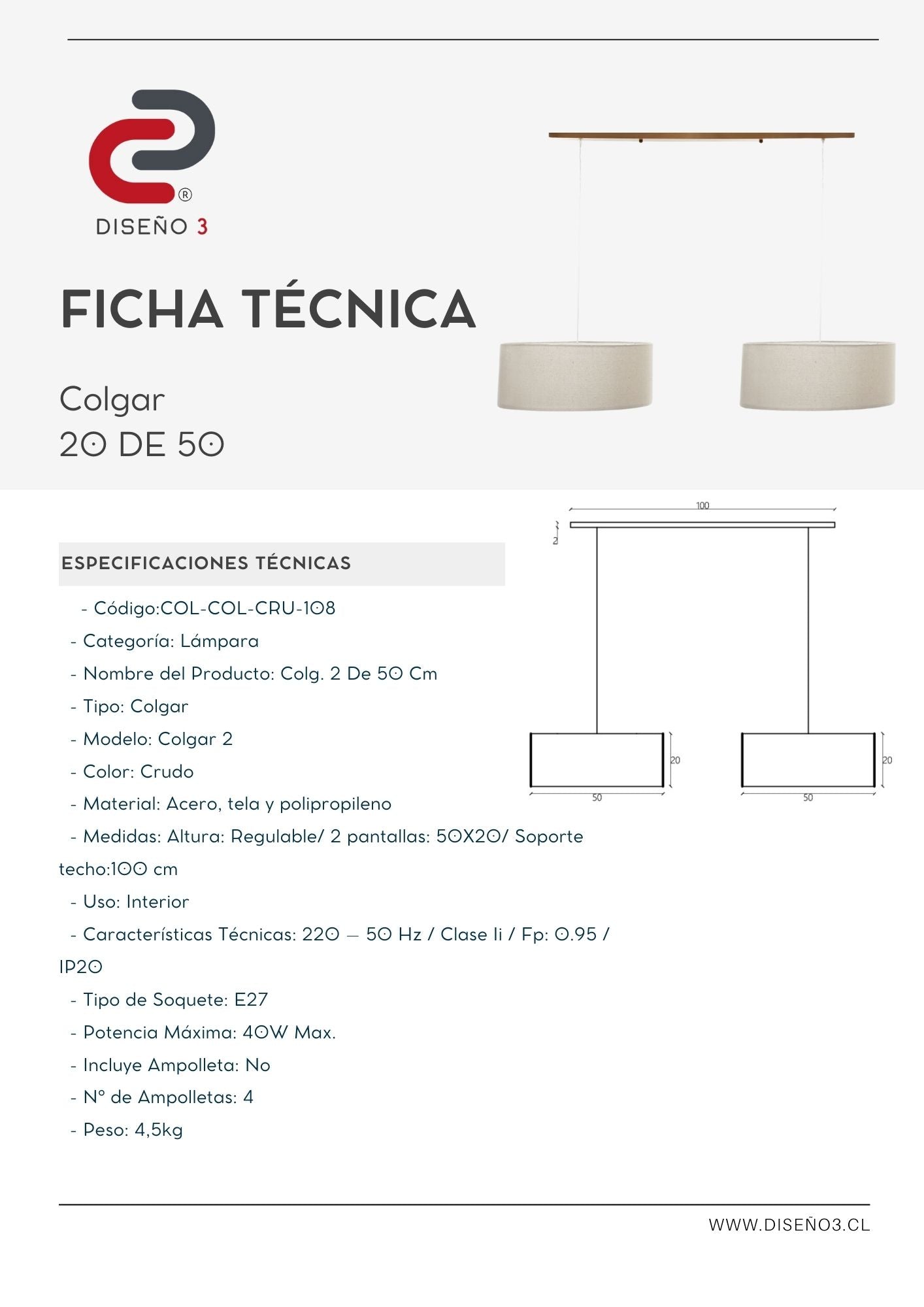 COLG. 2  DE 50 CM