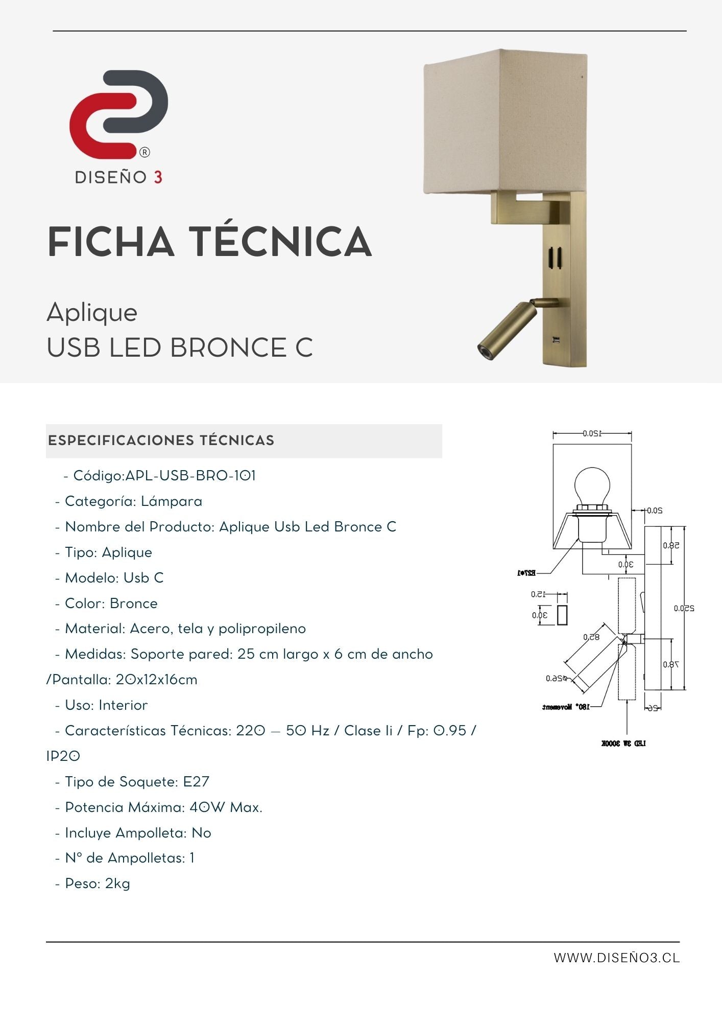 APLIQUE USB LED C